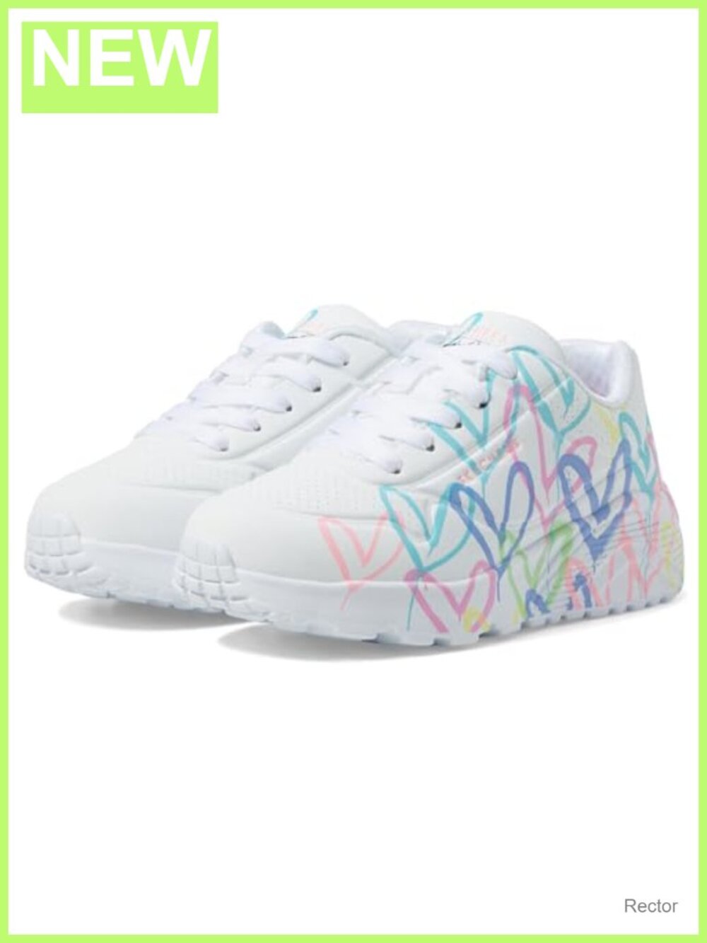 Girls UNO Lite Sneakers Heart Design Memory Foam Washable School Shoes